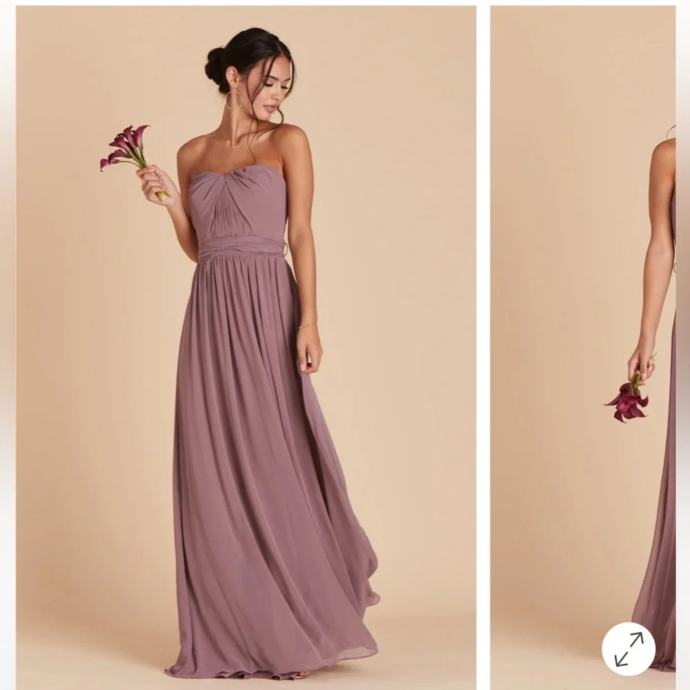 Birdy Grey Grace Dark Mauve Convertible  Chiffon Maxi Bridesmaid Dress Medium - Picture 4 of 9